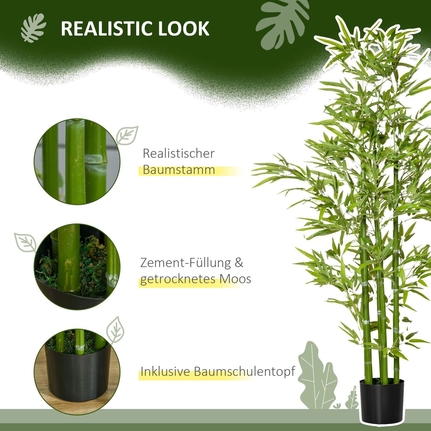 Artificial Bamboo Plant, 924 Leaves, 150 cm, Indoor/Outdoor