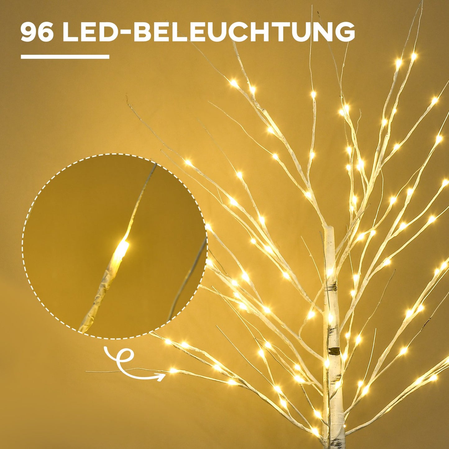 150 cm LED Artificial Birch - Christmas & Party Decor