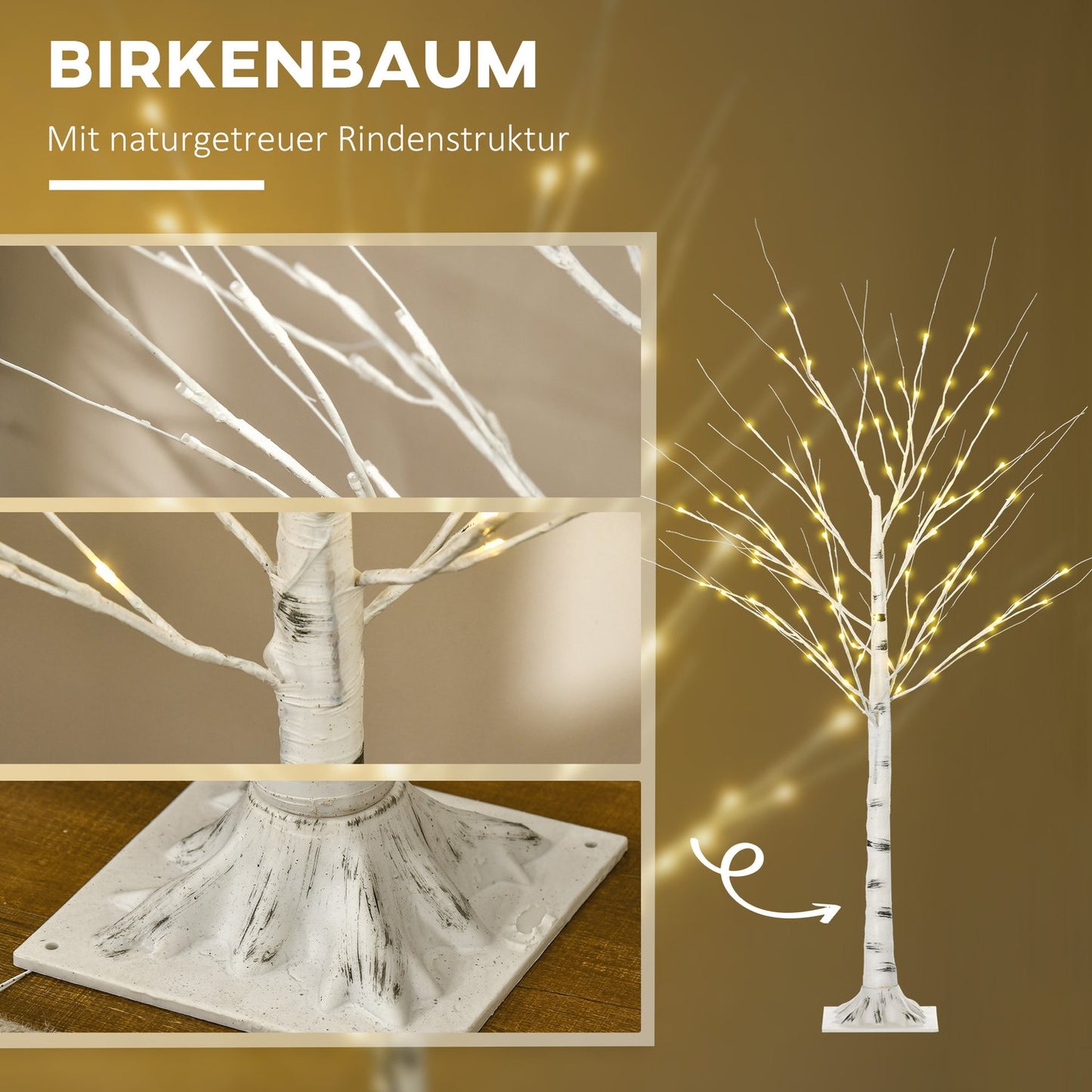 150 cm LED Artificial Birch - Christmas & Party Decor