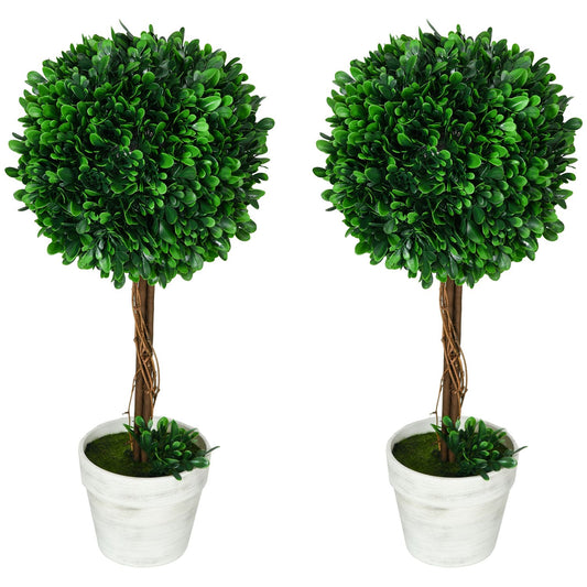 Artificial boxwood plants, UV resistant, 60 cm, set of 2