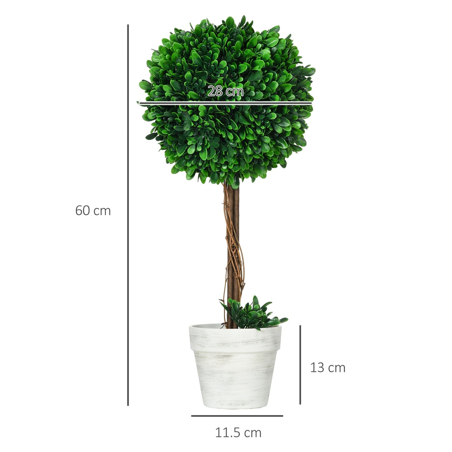 Artificial boxwood plants, UV resistant, 60 cm, set of 2