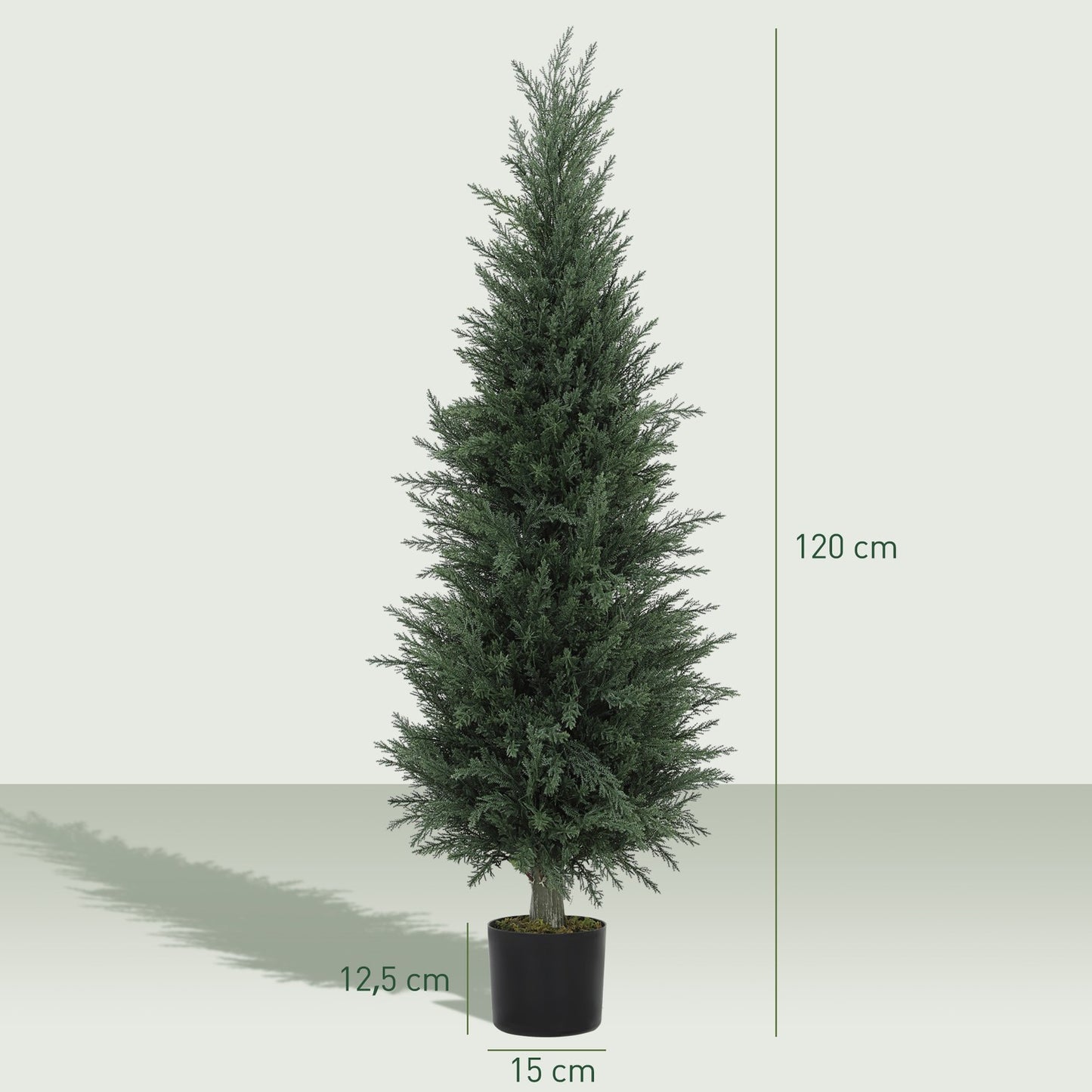 Artificial cypress plant, 638 plastic leaves, with pot, UV-resistant, green
