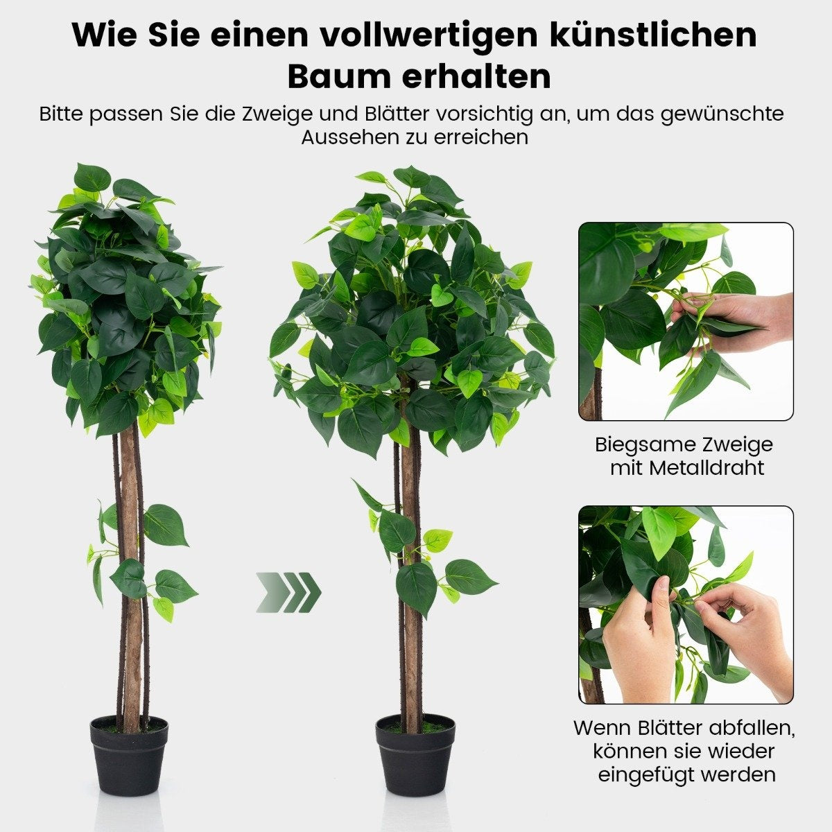 Artificial hydrangea tree in a pot with a real wooden trunk. Decorative artificial plant silk tree