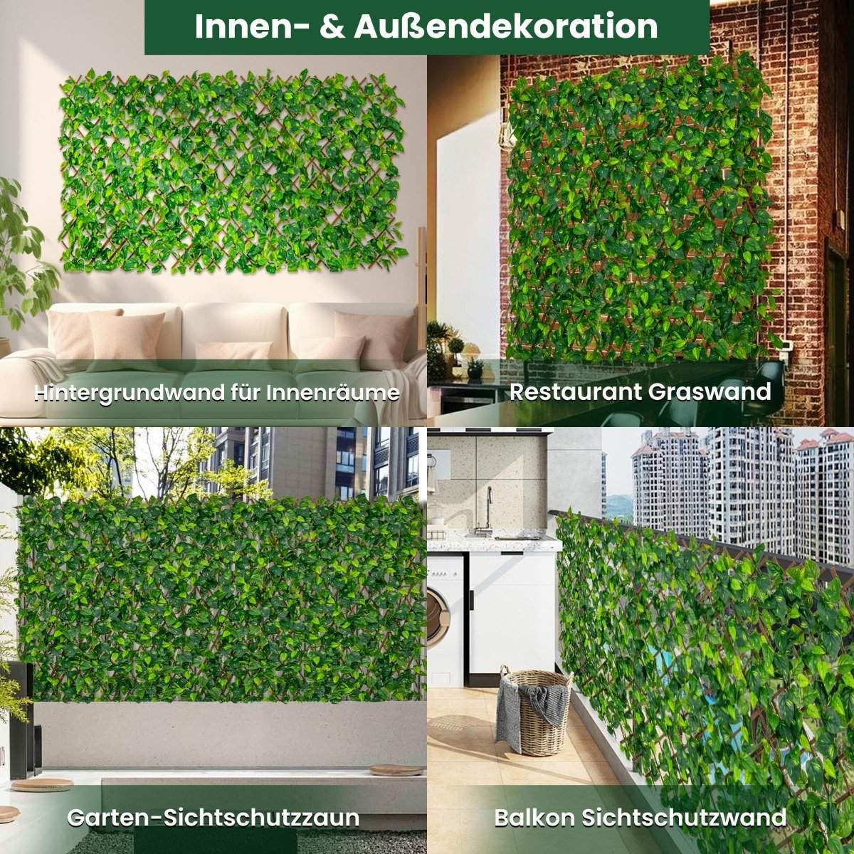 Artificial ivy garden privacy plant wall hedges with green ivy
