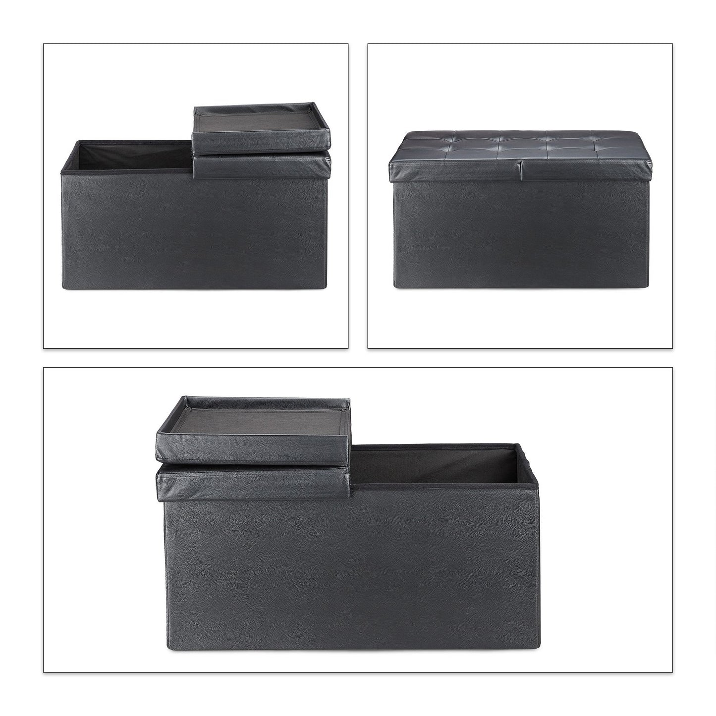 Artificial leather bench with folding lid