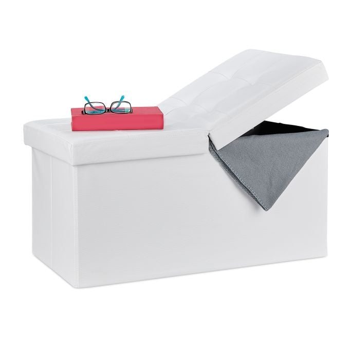 Artificial leather bench with folding lid