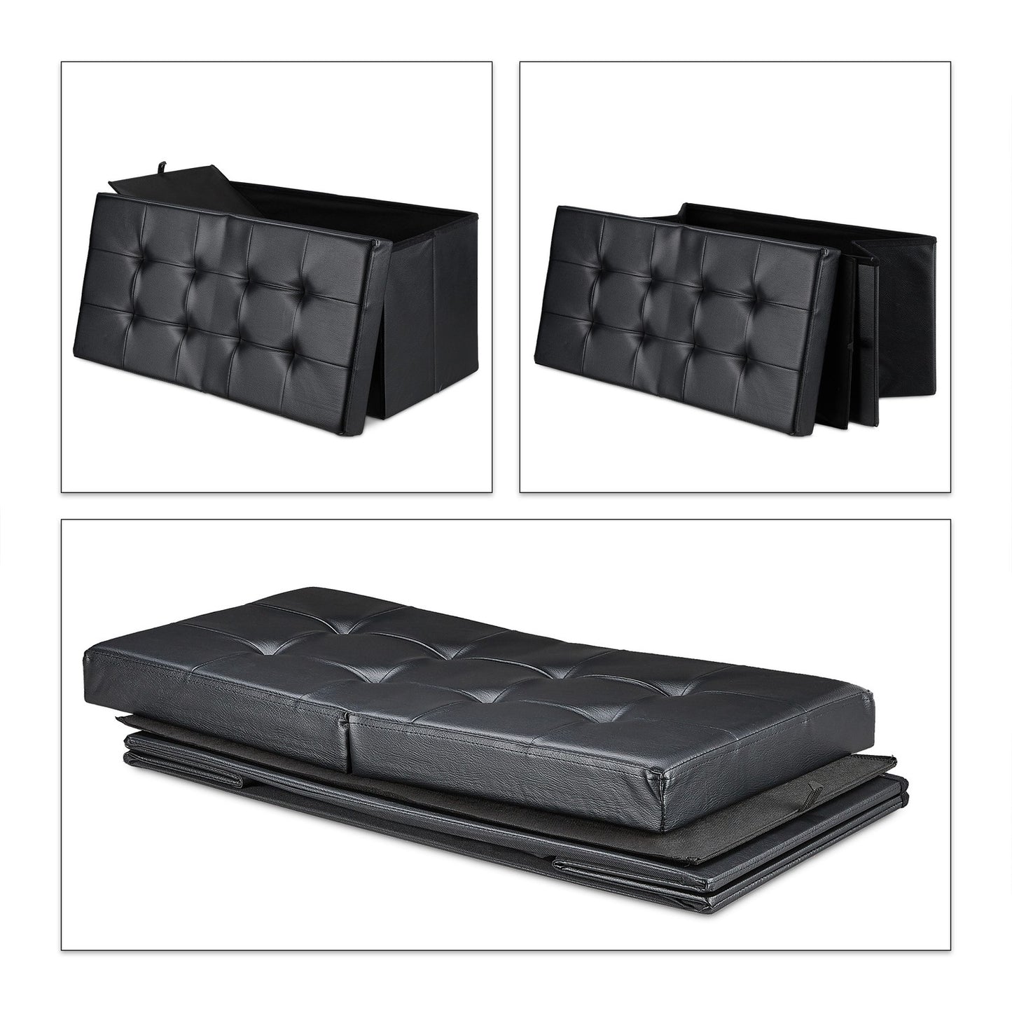 Artificial leather bench with folding lid