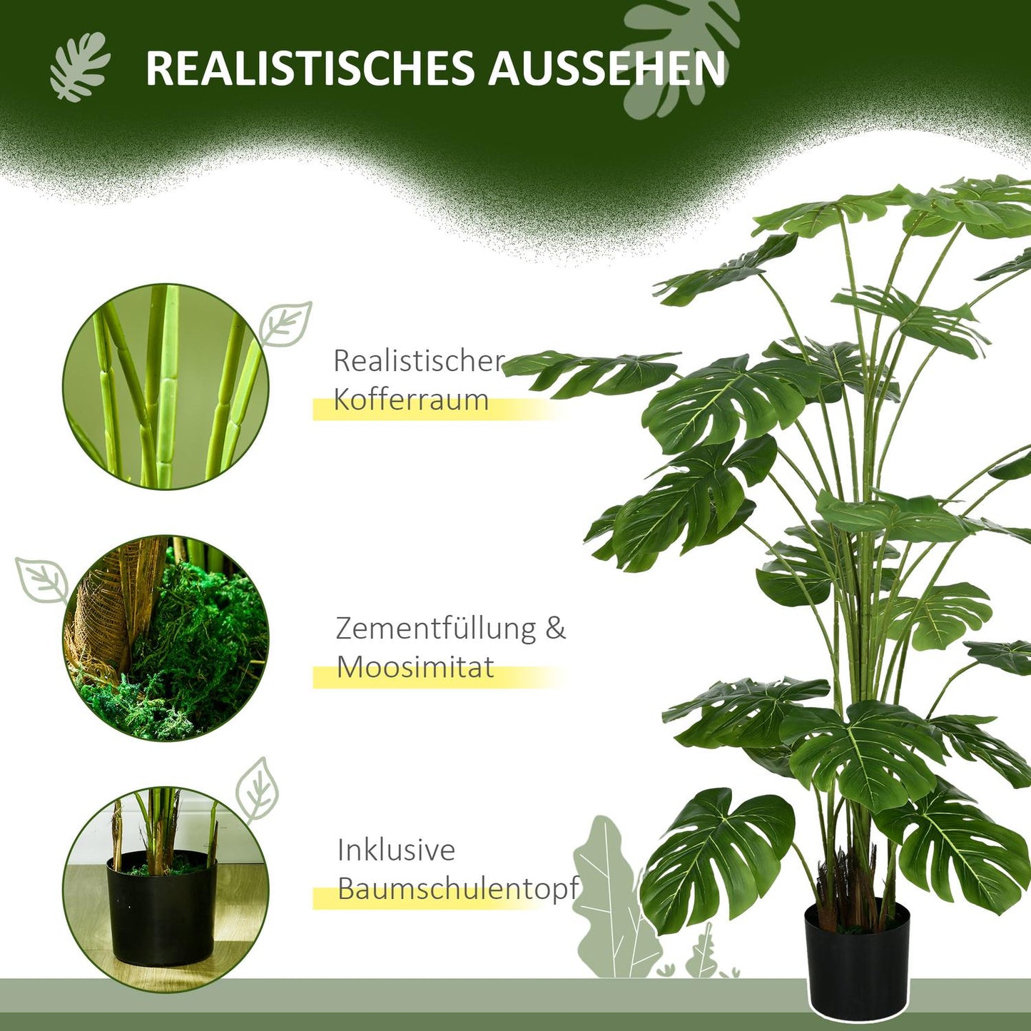 Artificial Monstera Deliciosa, 180 cm, indoor plant decor