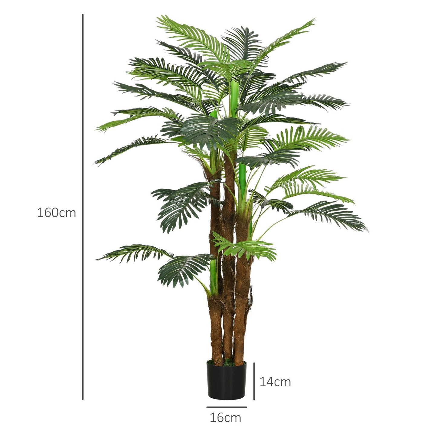 Artificial palm tree - 160 cm, 36 branches, indoor/outdoor