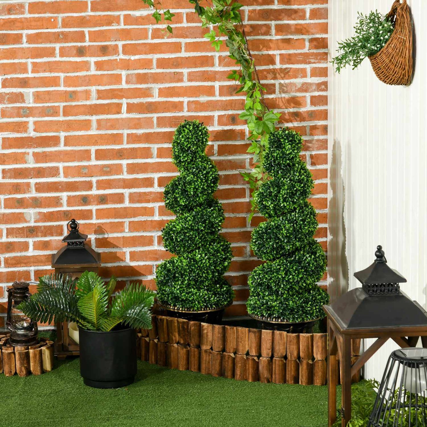 Artificial boxwood plant set, UV resistant, 90 cm