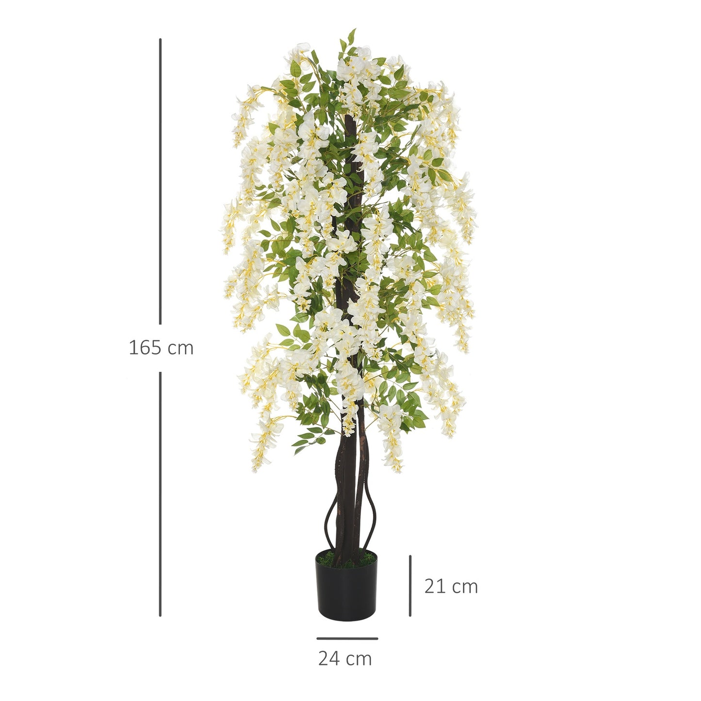 Artificial plant with white wisteria, 1.65 m high