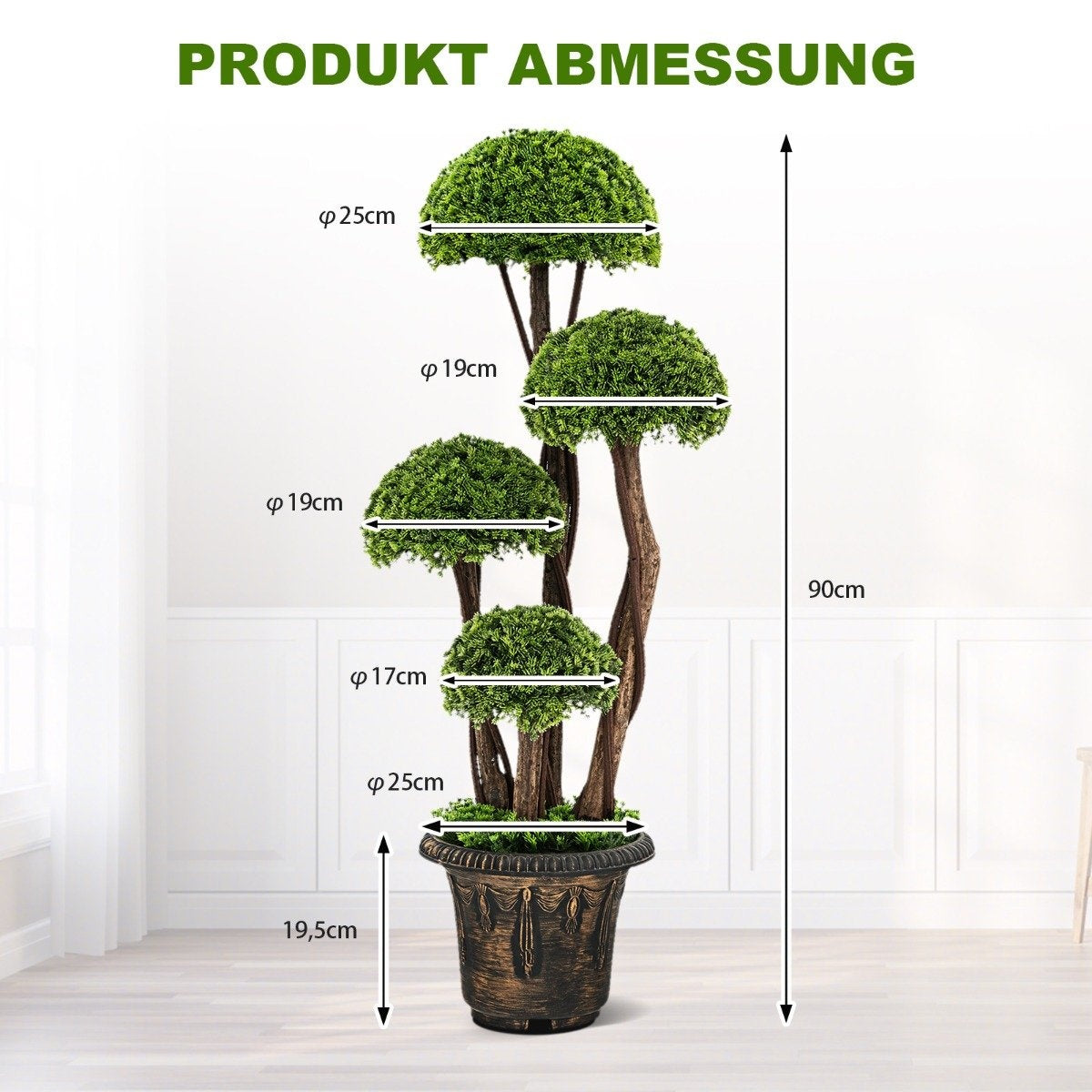 Artificial topiary tree made of cedar wood decorative artificial tree 90 cm