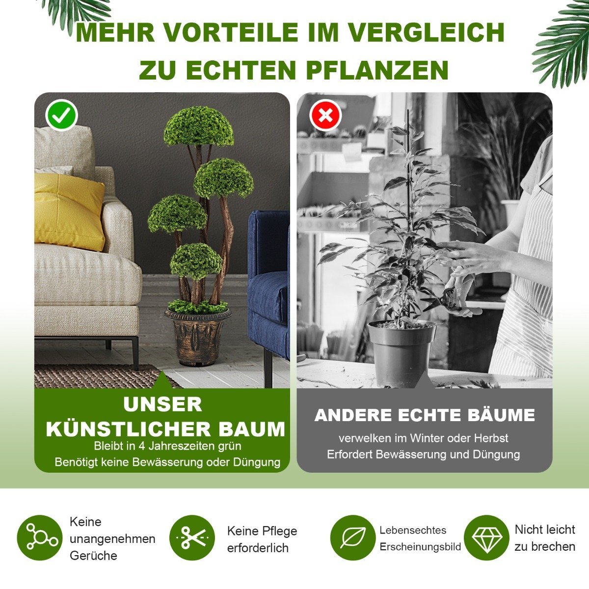Artificial topiary tree made of cedar wood decorative artificial tree 90 cm