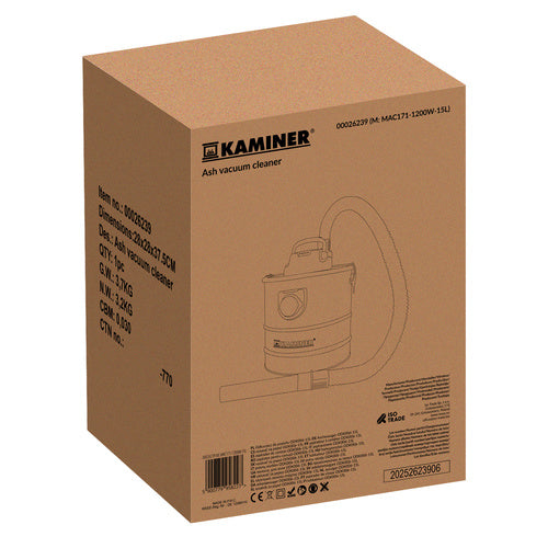 Ash Vacuum Cleaner, 15L, 1200W, HEPA Filter, Blower Function