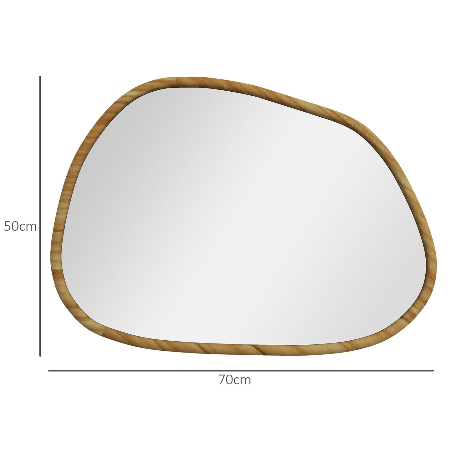 Asymmetric wall mirror, 70x50cm wooden frame, antioxidant