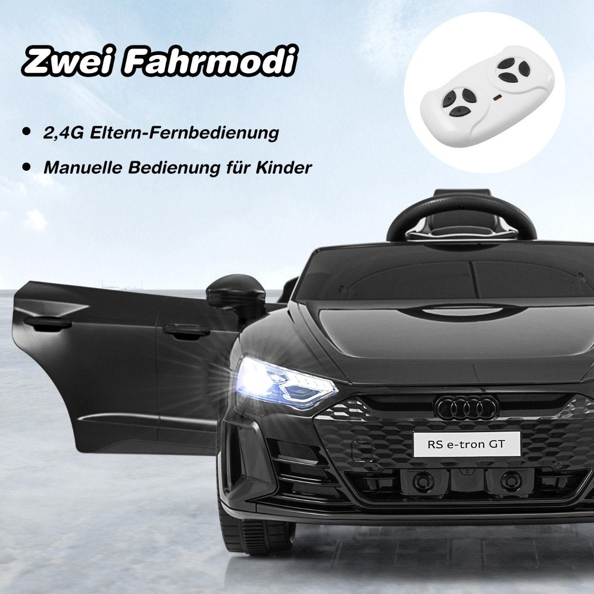 Audi RS children's electric car with 2.4 G remote control with music and headlights black