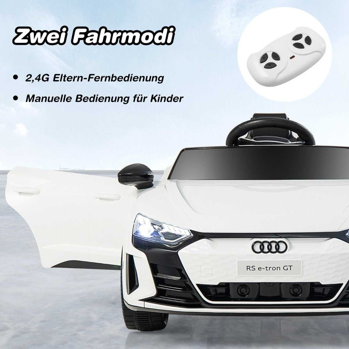 Audi RS children's electric car with 2.4 G remote control with music and headlights white