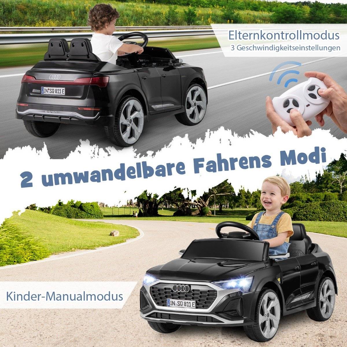 Audi SQ8 Kids Electric Car, 12V, Remote Control, Black