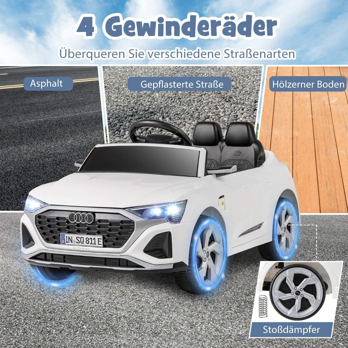 Audi SQ8 Kids Electric Car, 12V, Remote Control, White