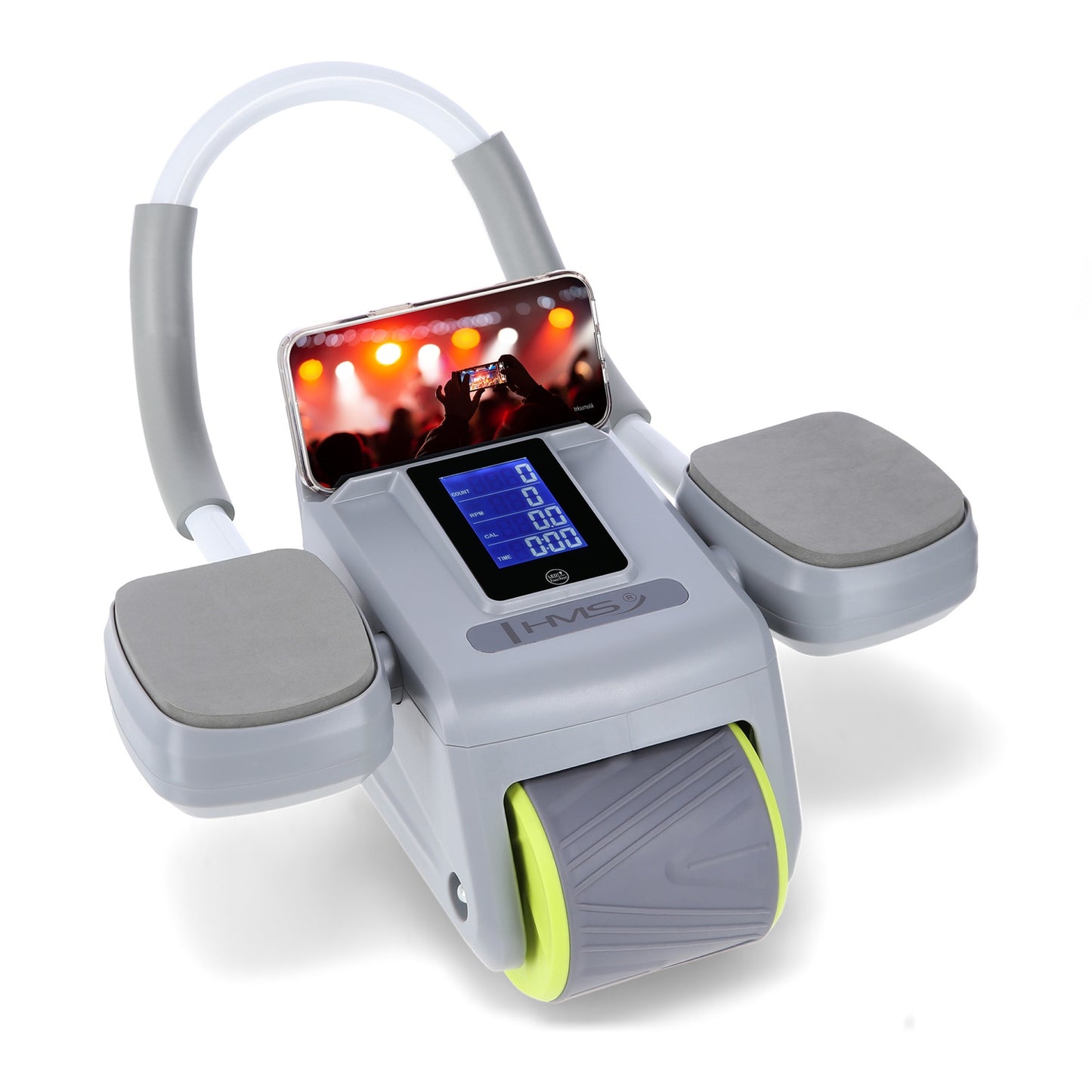 Automatic Abdominal Exercise Wheel, LCD Display, Gray