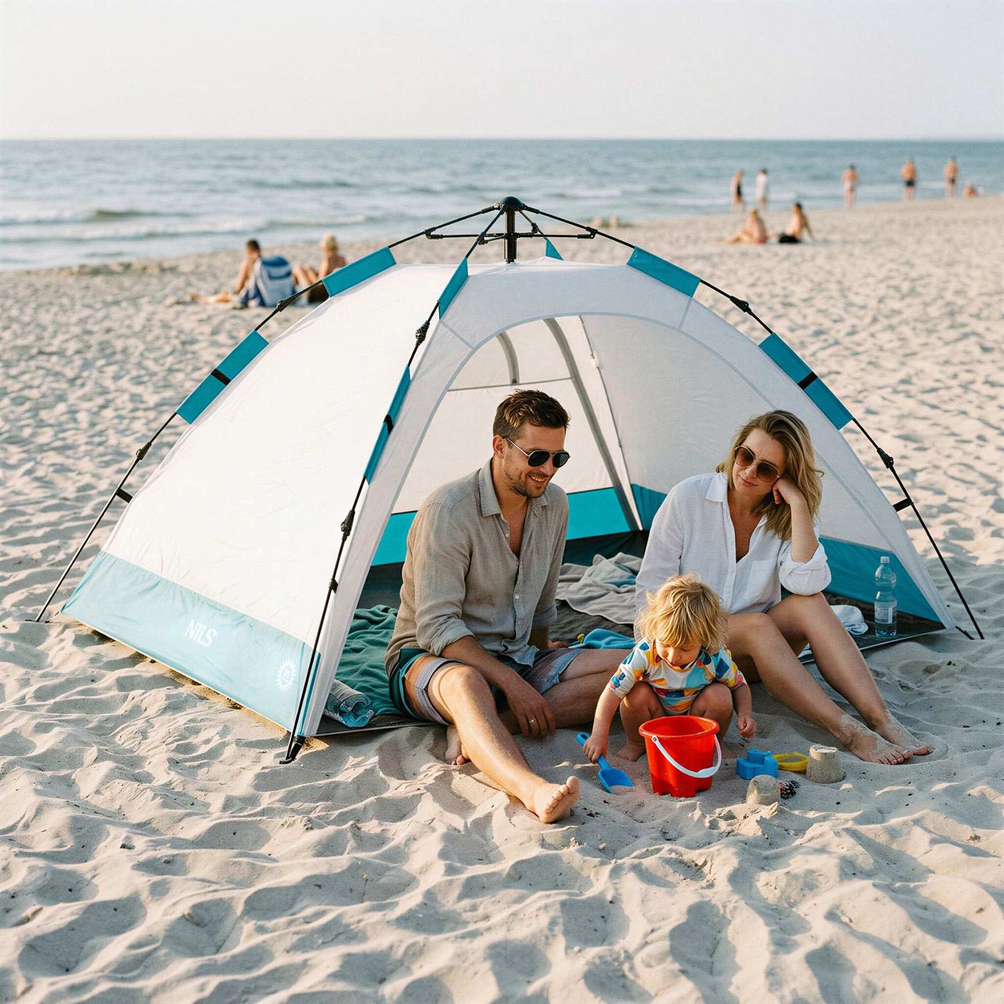 Automatic Beach Tent With UV Protection, 2-Entrance, Gray