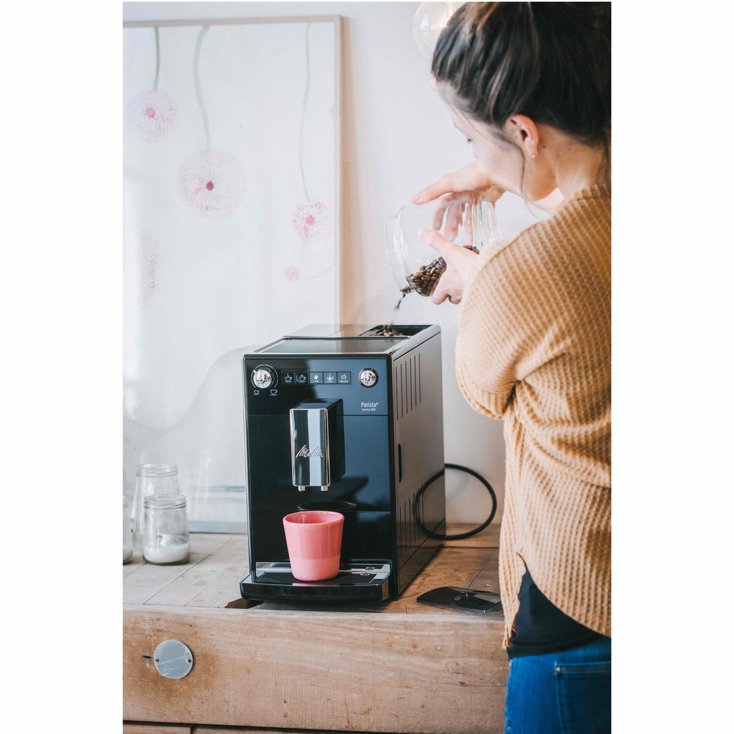 Automatic Coffee Machine, Slim Design, Quiet Grinder