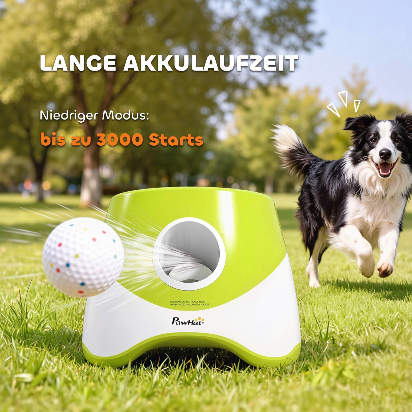 Automatic Dog Ball Launcher – 3 Distances, 3 Balls, Green