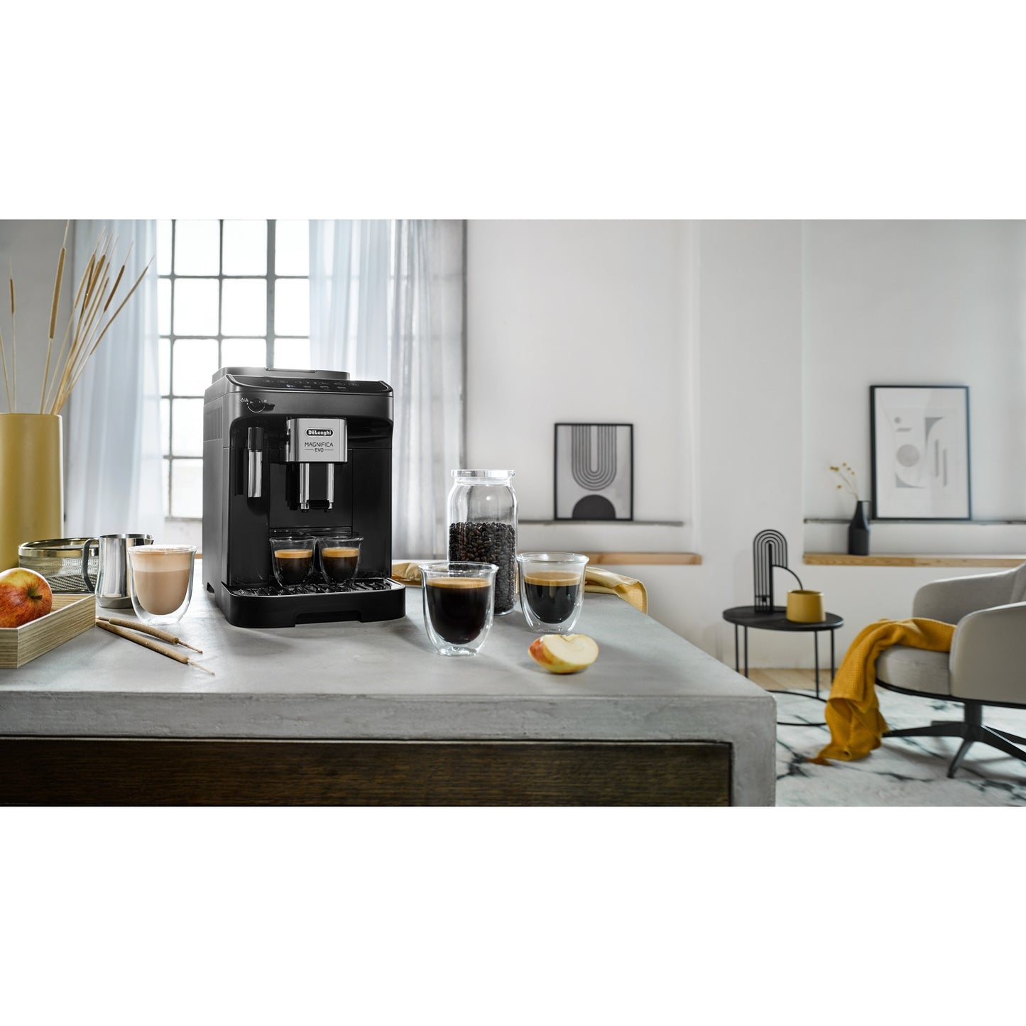 Automatic Espresso Machine with Grinder, Manual Milk Frother