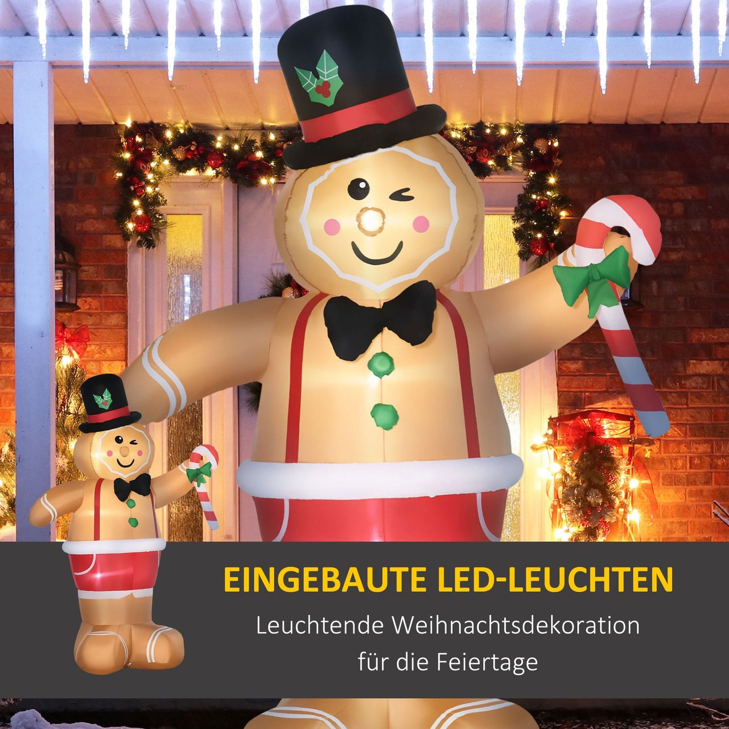 Inflatable Gingerbread Man 2.38M with LED lights, waterproof