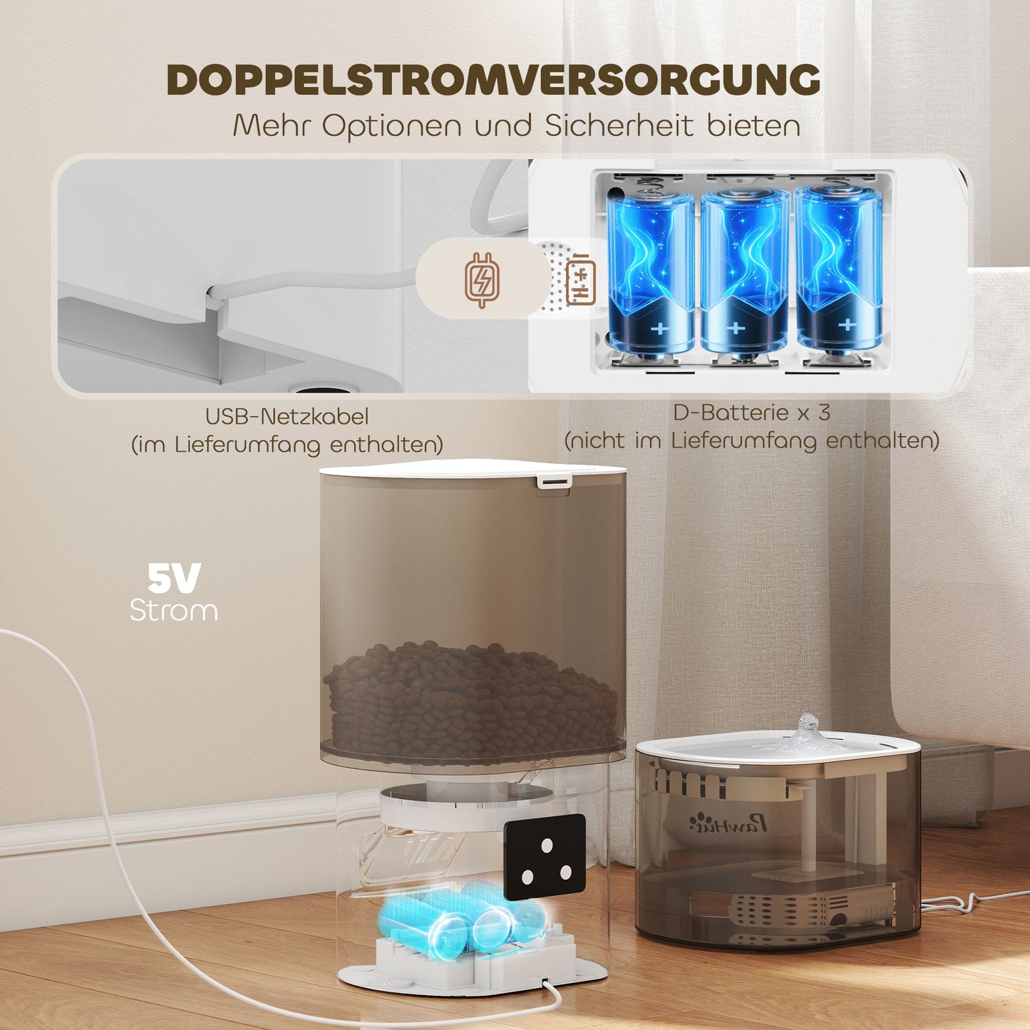 Automatic Pet Feeder & 2.5L Water Dispenser for Cats/Dogs