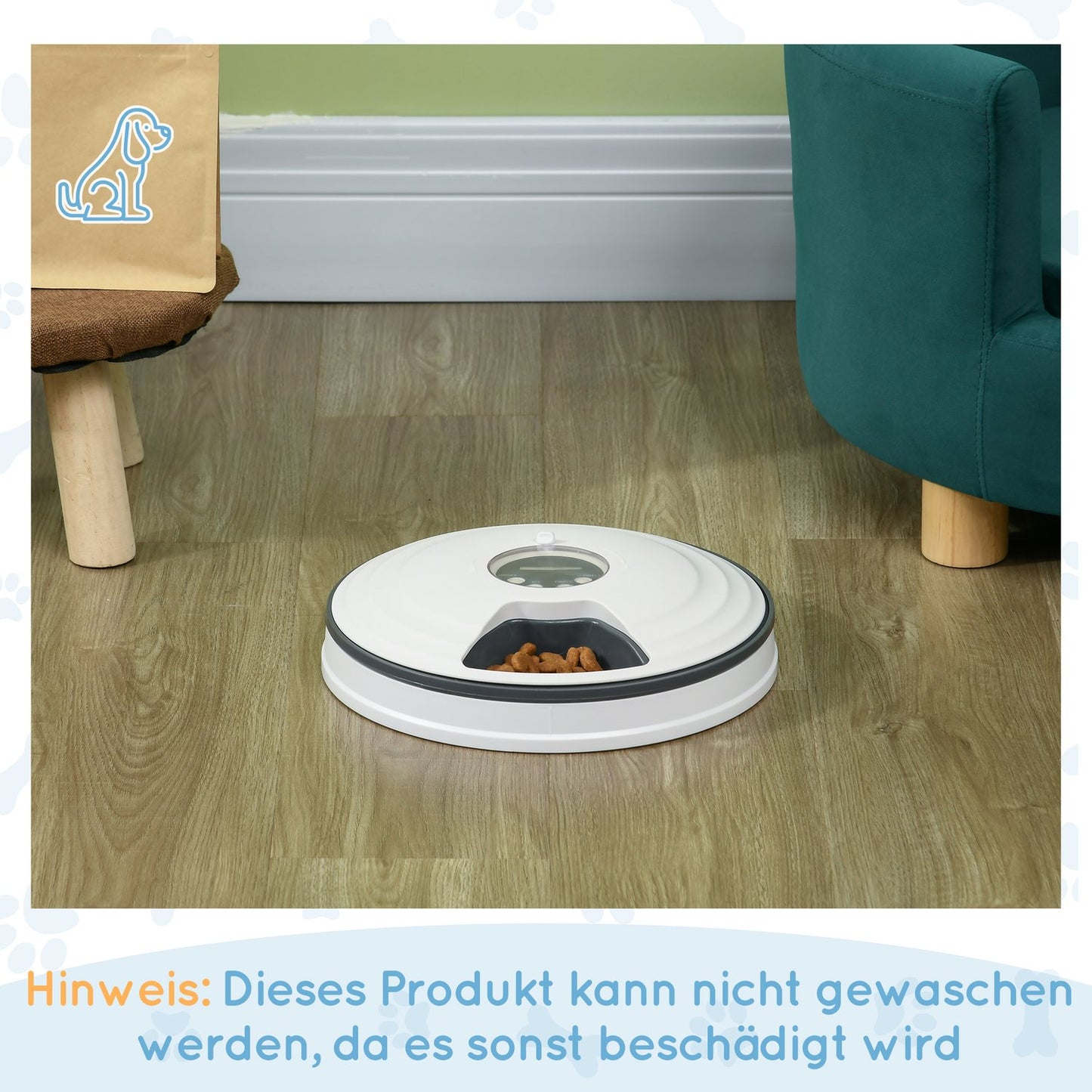 Automatic pet feeder, programmable, timer for 6 meals