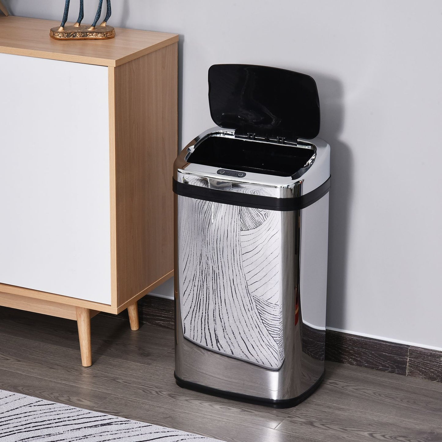 Automatic sensor waste bin, 30L, square stainless steel