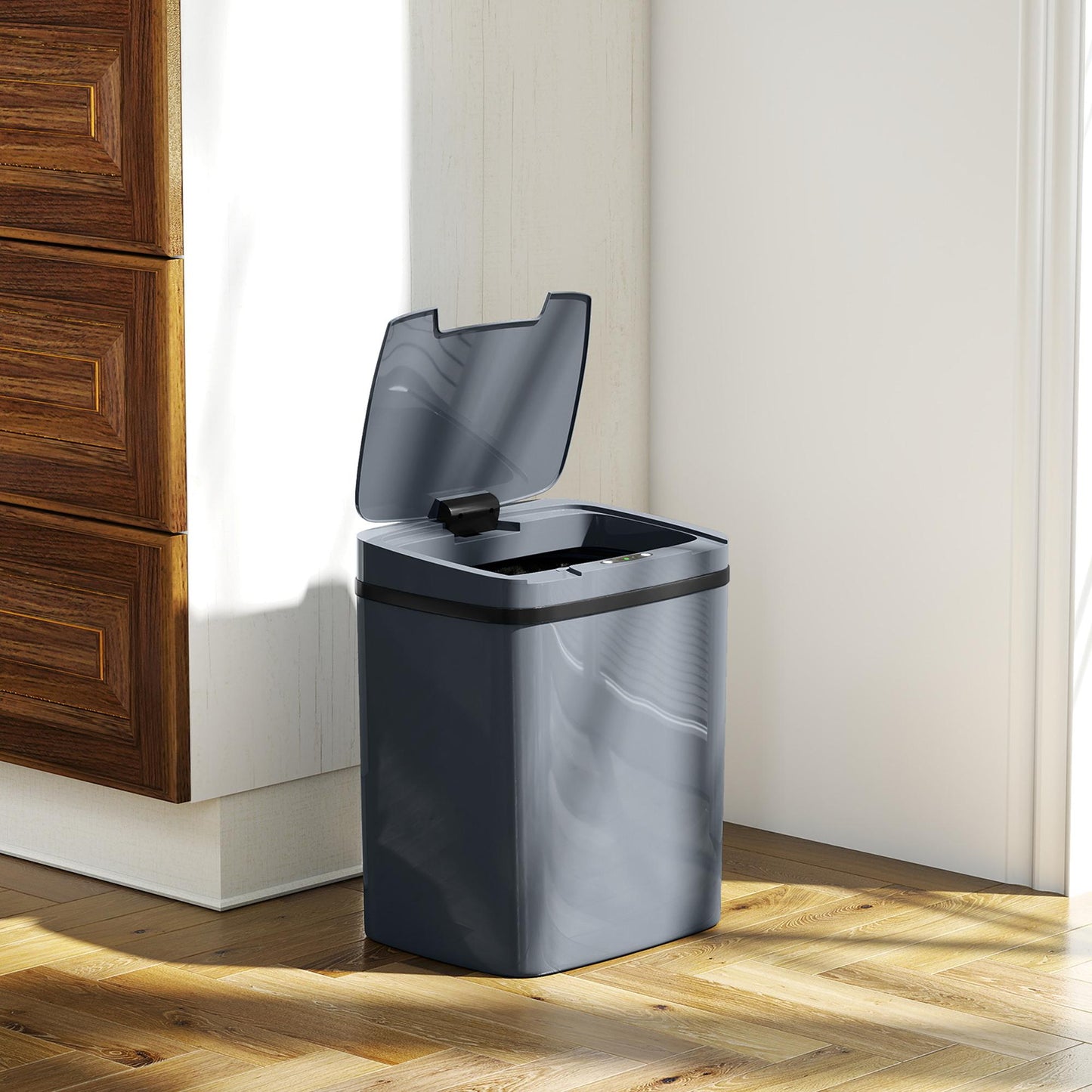 Automatic Sensor Trash Can, 15L, Touchless & Manual Modes