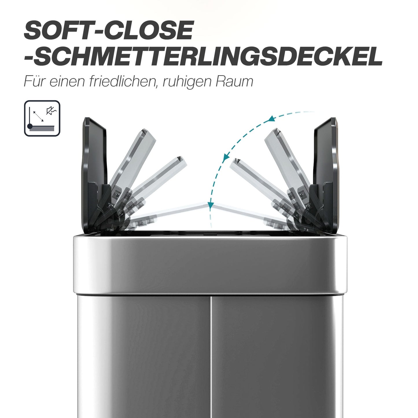 Automatic Sensor Trash Can, 55L, Stainless Steel, Butterfly Lid