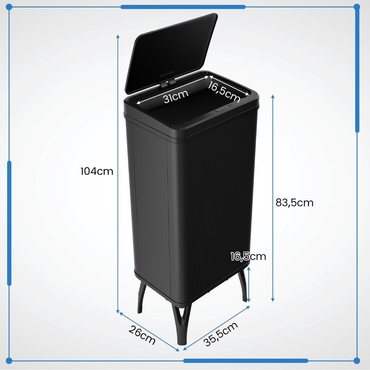 Automatic Stainless Steel Trash Can, 50L Sensor Bin