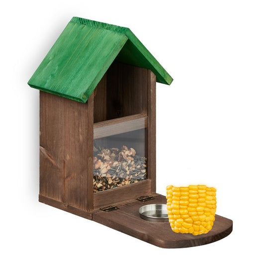 Automatic feeder for brown squirrels made of wood