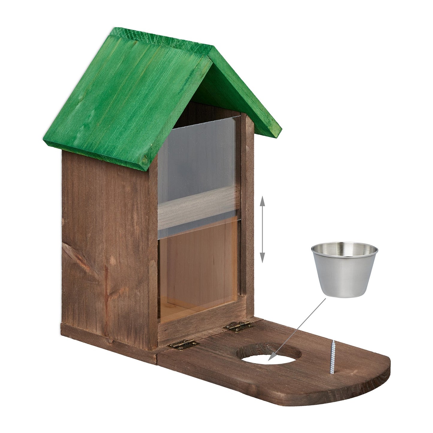 Automatic feeder for brown squirrels made of wood