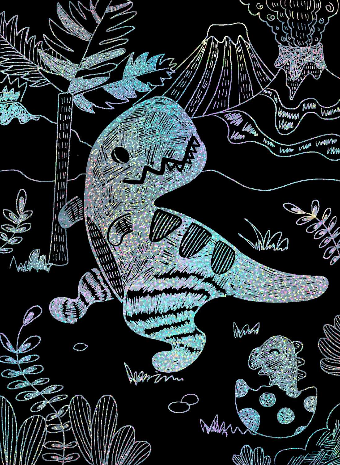 Avenir Scratch Set With Stencil: Dinos