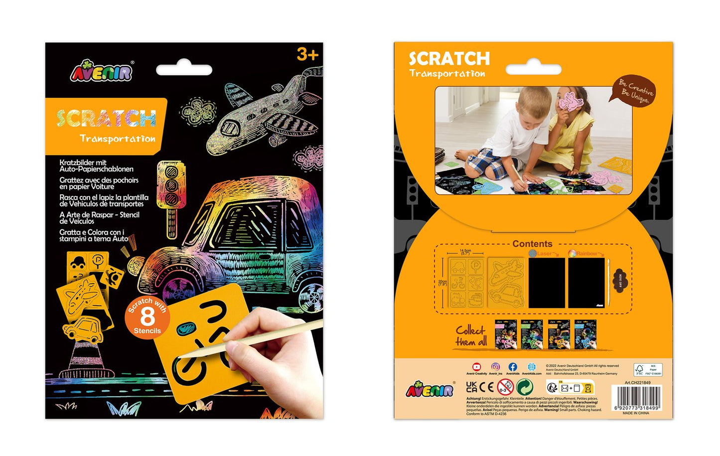 Avenir Scratch Set With Stencil: Transportation