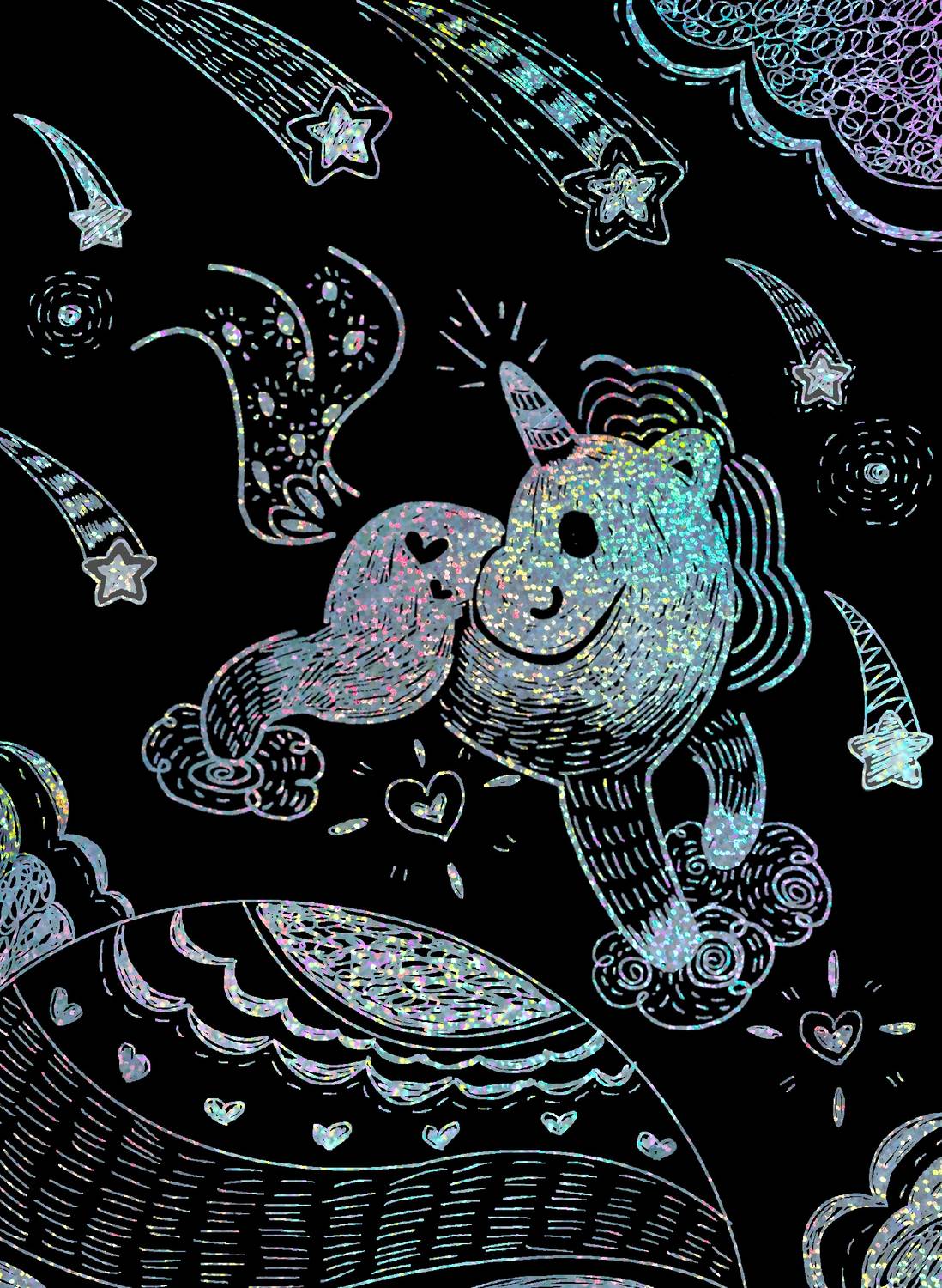Avenir Scratch Set With Stencil: Unicorns
