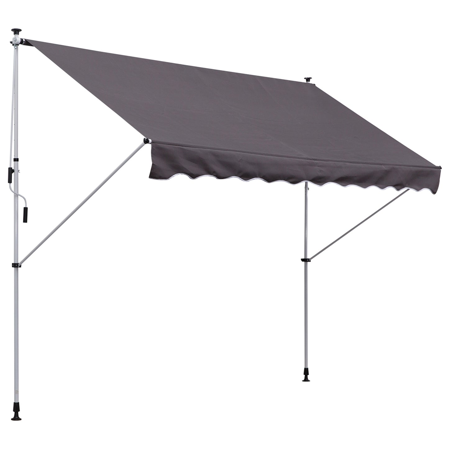 Folding arm awning in aluminium, hand crank, 300x150Cm Grey