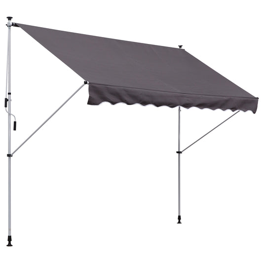 Folding arm awning in aluminium, hand crank, 300x150Cm Grey