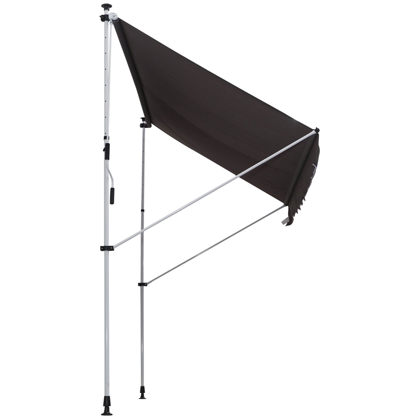 Folding arm awning in aluminium, hand crank, 300x150Cm Grey