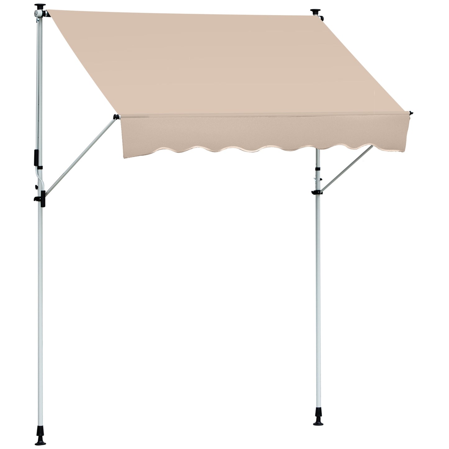 Folding aluminum awning with hand crank - Creamy white 2x1.2M