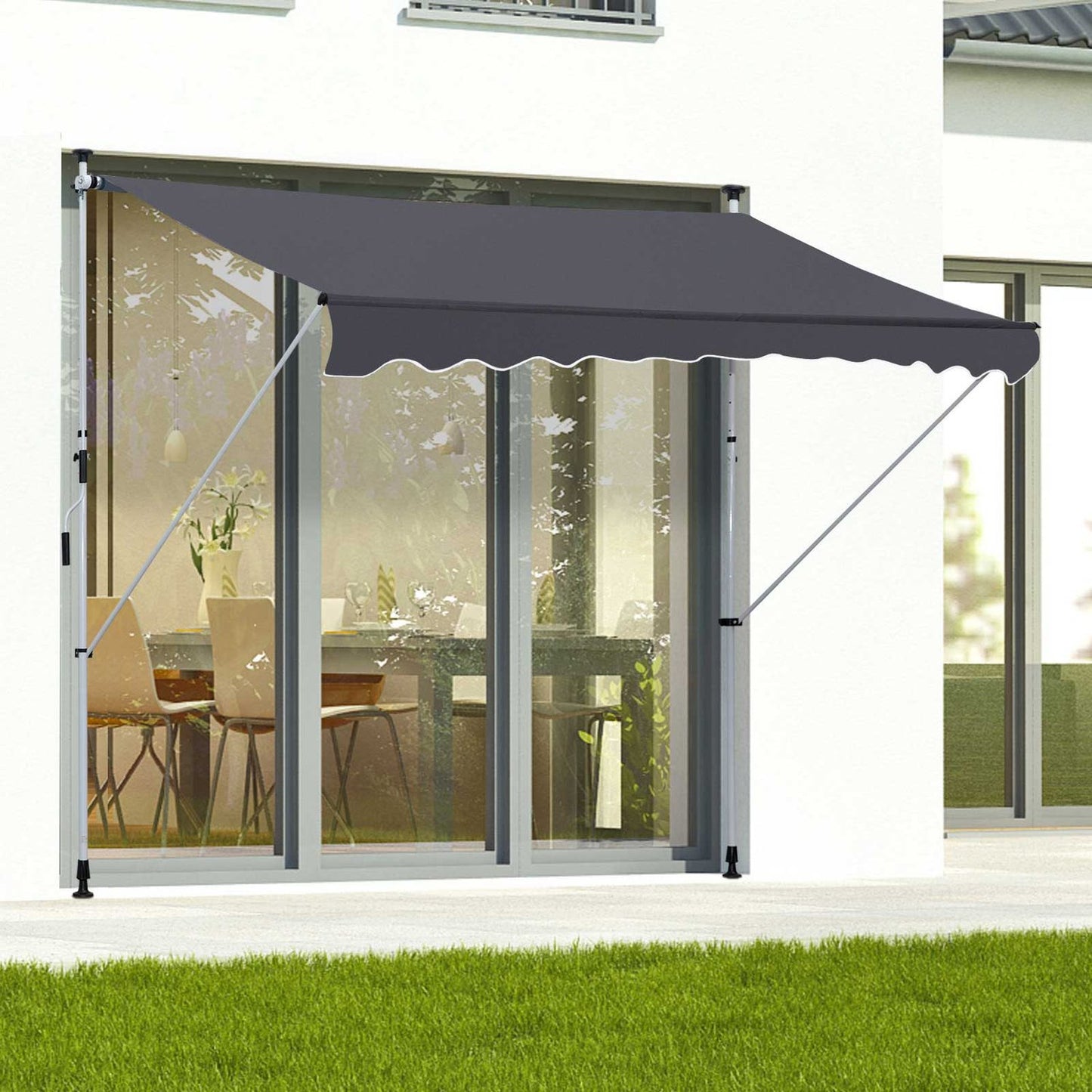 Folding aluminum Balcony awning, Sun protection, 2x1.2M, Grey