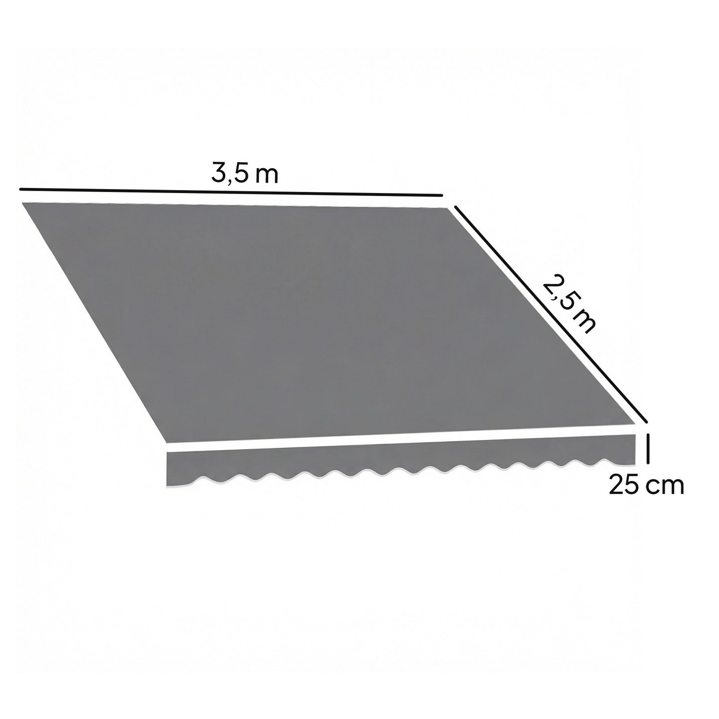 Awning Fabric Replacement, 3.37x2.5m, UPF 50+, Waterproof
