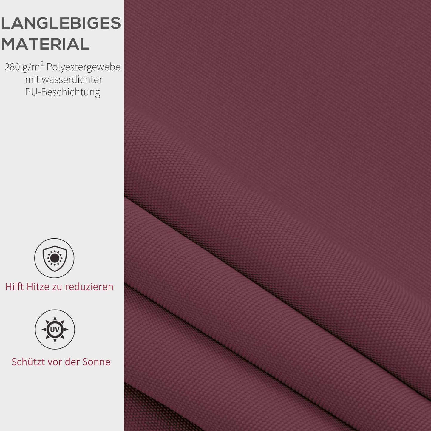 Folding arm awning, burgundy, 3x2.5M, sun protection