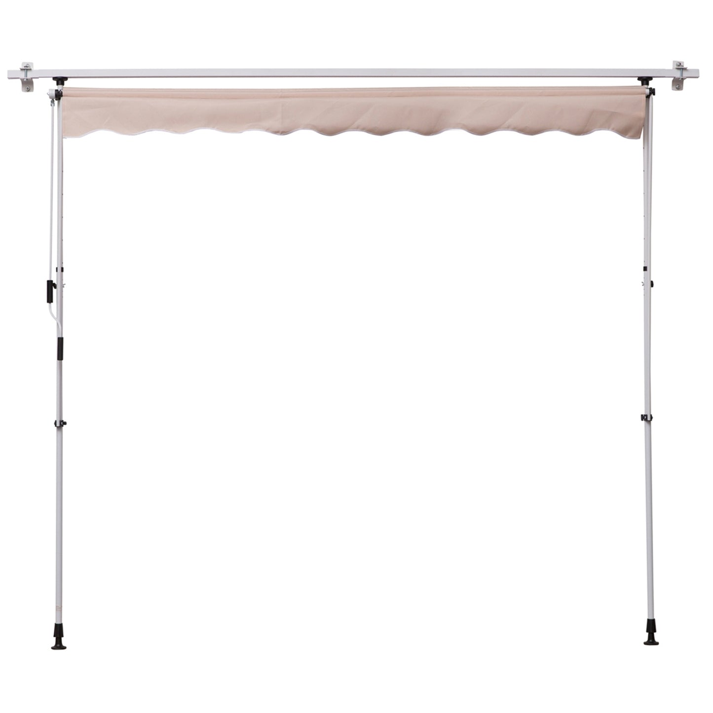 Height-adjustable folding arm awning, 200x150cm, cream