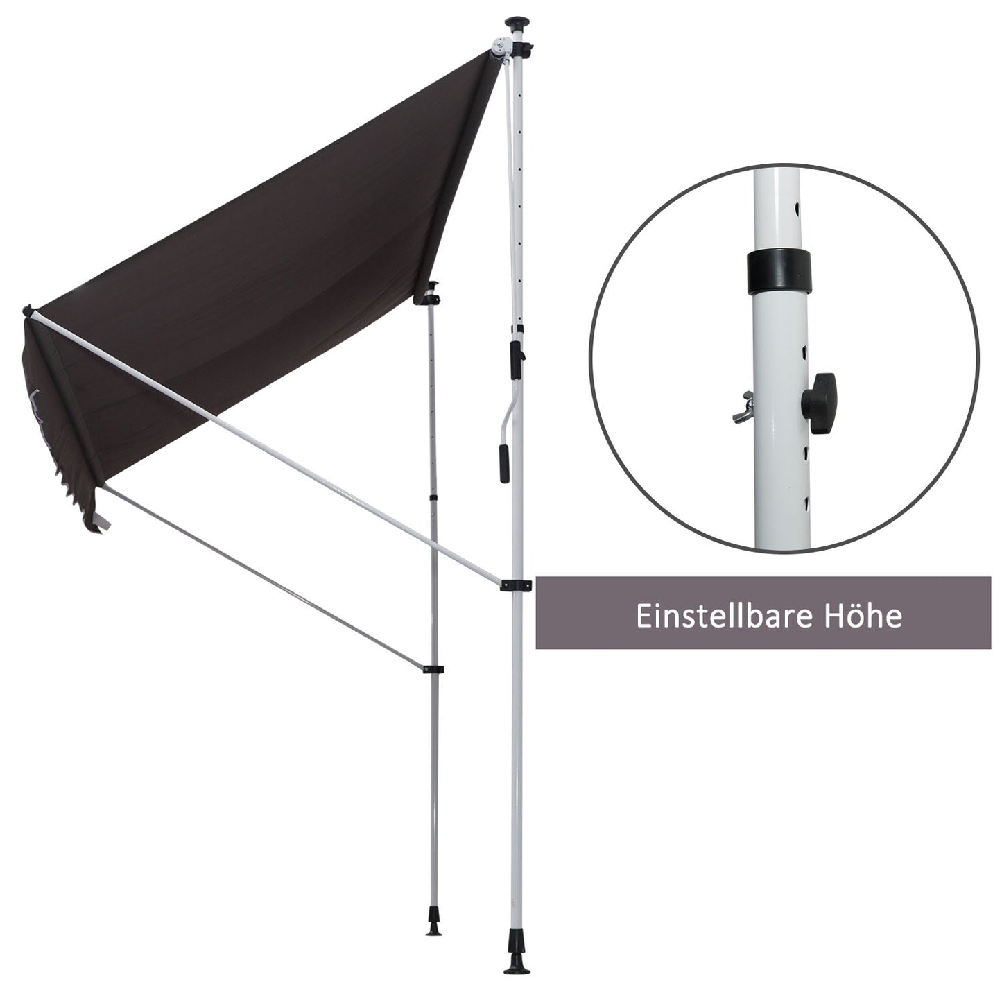 Folding arm awning, Height adjustable, Grey, 200x150 cm