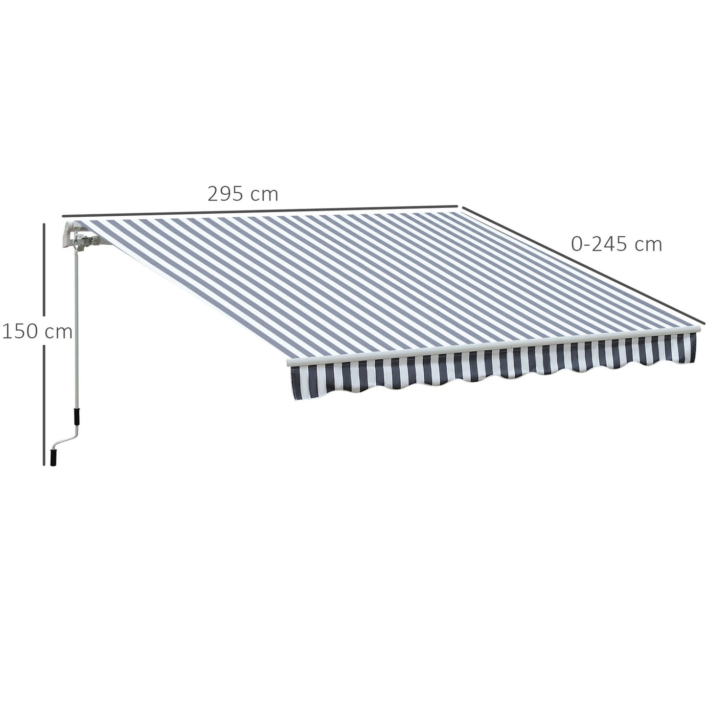 Balcony folding awning, Grey/White, 2.95 x 2.45 M